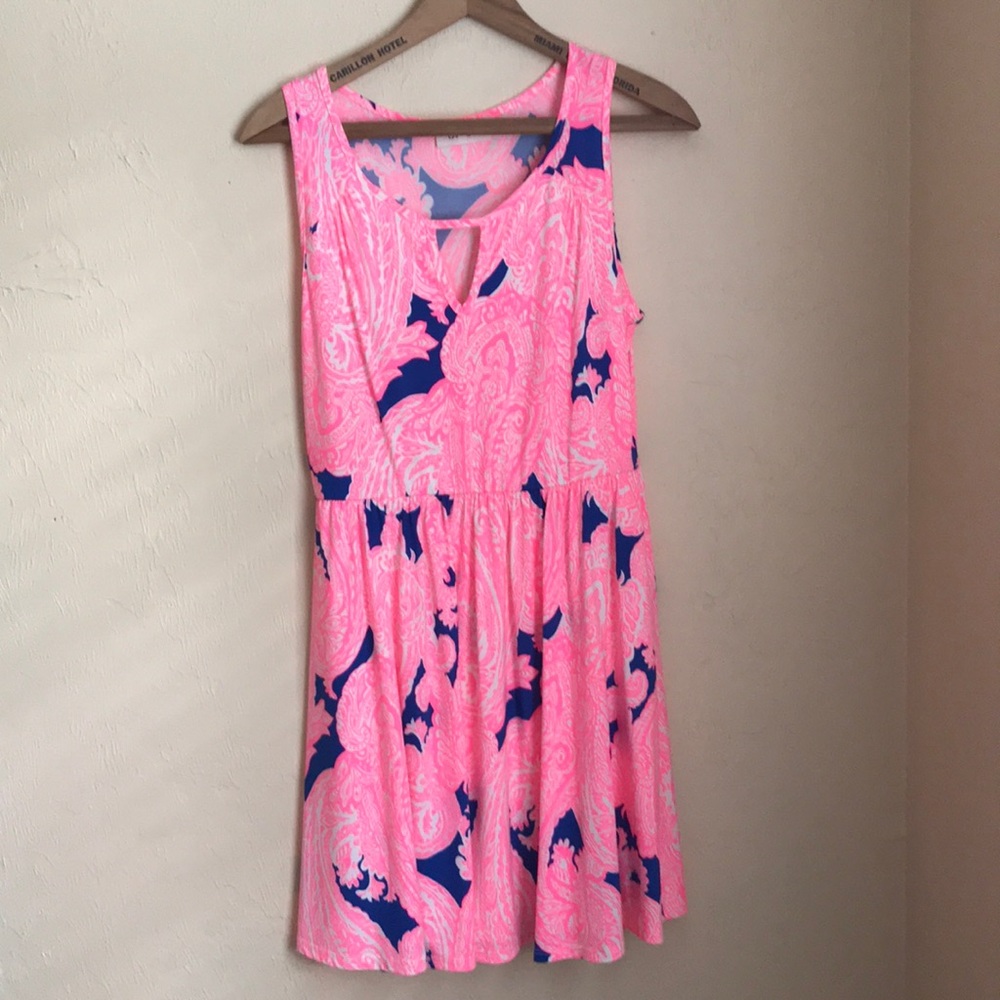Pink and blue paisley dress size medium
